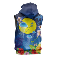 Palau Jellyfish Sleeveless Zip Hoodie Ocean Heritage Tropical Plants LT03 - Polynesian Pride