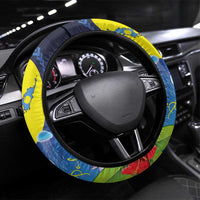 Palau Jellyfish Steering Wheel Cover Ocean Heritage Tropical Plants - Polynesian Pride