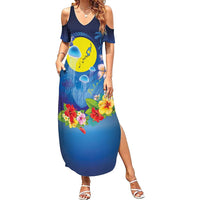 Palau Jellyfish Summer Maxi Dress Ocean Heritage Tropical Plants - Polynesian Pride