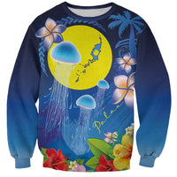 Palau Jellyfish Sweatshirt Ocean Heritage Tropical Plants - Polynesian Pride