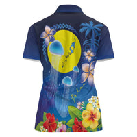 Palau Jellyfish Women Polo Shirt Ocean Heritage Tropical Plants LT03 - Polynesian Pride