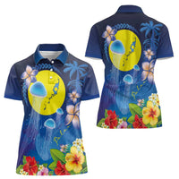 Palau Jellyfish Women Polo Shirt Ocean Heritage Tropical Plants LT03 - Polynesian Pride