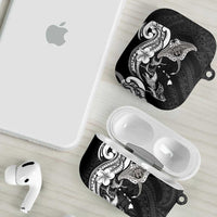 Hawaiian Manta Rays AirPods Case Tribal Hibiscus Polynesian Tattoos Black Color LT03 - Polynesian Pride