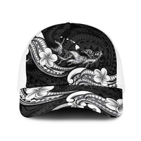 Hawaiian Manta Rays Baseball Net Cap Tribal Hibiscus Polynesian Tattoos Black Color LT03 One Size White Black - Polynesian Pride