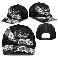Hawaiian Manta Rays Baseball Net Cap Tribal Hibiscus Polynesian Tattoos Black Color LT03 - Polynesian Pride