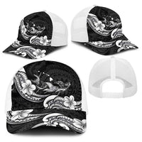 Hawaiian Manta Rays Baseball Net Cap Tribal Hibiscus Polynesian Tattoos Black Color LT03 - Polynesian Pride