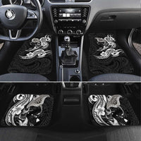 Hawaiian Manta Rays Car Mats Tribal Hibiscus Polynesian Tattoos Black Color - Polynesian Pride
