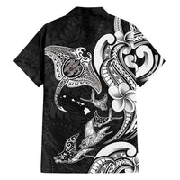 Hawaiian Manta Rays Family Matching Tank Maxi Dress and Hawaiian Shirt Tribal Hibiscus Polynesian Tattoos Black Color - Polynesian Pride