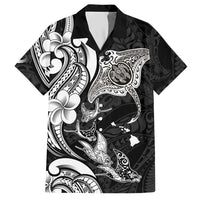 Hawaiian Manta Rays Hawaiian Shirt Tribal Hibiscus Polynesian Tattoos Black Color LT03 Black - Polynesian Pride