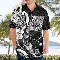 Hawaiian Manta Rays Hawaiian Shirt Tribal Hibiscus Polynesian Tattoos Black Color LT03 - Polynesian Pride