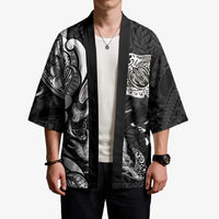 Hawaiian Manta Rays Kimono Tribal Hibiscus Polynesian Tattoos Black Color - Polynesian Pride