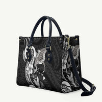 Hawaiian Manta Rays Leather Bag Tribal Hibiscus Polynesian Tattoos Black Color - Polynesian Pride