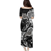 Hawaiian Manta Rays Puletasi Tribal Hibiscus Polynesian Tattoos Black Color LT03 - Polynesian Pride