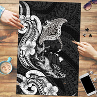 Hawaiian Manta Rays Puzzle Tribal Hibiscus Polynesian Tattoos Black Color - Polynesian Pride