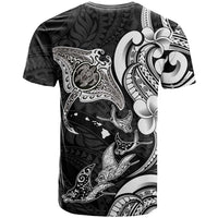Hawaiian Manta Rays T Shirt Tribal Hibiscus Polynesian Tattoos Black Color LT03 - Polynesian Pride
