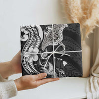 Hawaiian Manta Rays Wrapping Paper Tribal Hibiscus Polynesian Tattoos Black Color - Polynesian Pride