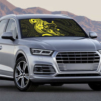 Hawaiian Manta Rays Auto Sun Shade Tribal Hibiscus Polynesian Tattoos Yellow Color - Polynesian Pride