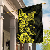 Hawaiian Manta Rays Garden Flag Tribal Hibiscus Polynesian Tattoos Yellow Color - Polynesian Pride