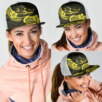 Hawaiian Manta Rays Mesh Trucker Cap Tribal Hibiscus Polynesian Tattoos Yellow Color LT03 - Polynesian Pride