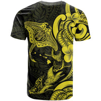 Hawaiian Manta Rays T Shirt Tribal Hibiscus Polynesian Tattoos Yellow Color LT03 - Polynesian Pride