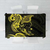 Hawaiian Manta Rays Tablecloth Tribal Hibiscus Polynesian Tattoos Yellow Color - Polynesian Pride