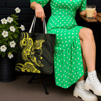 Hawaiian Manta Rays Tote Bag Tribal Hibiscus Polynesian Tattoos Yellow Color - Polynesian Pride