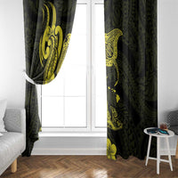Hawaiian Manta Rays Window Curtain Tribal Hibiscus Polynesian Tattoos Yellow Color - Polynesian Pride