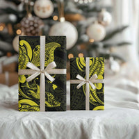 Hawaiian Manta Rays Wrapping Paper Tribal Hibiscus Polynesian Tattoos Yellow Color - Polynesian Pride