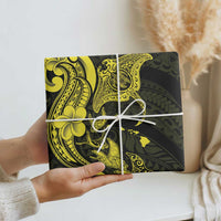Hawaiian Manta Rays Wrapping Paper Tribal Hibiscus Polynesian Tattoos Yellow Color - Polynesian Pride