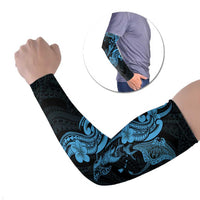Hawaiian Manta Rays Arm Sleeves Tribal Hibiscus Polynesian Tattoos Blue Color LT03 Set of 2 Blue - Polynesian Pride