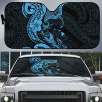 Hawaiian Manta Rays Auto Sun Shade Tribal Hibiscus Polynesian Tattoos Blue Color LT03 Blue - Polynesian Pride