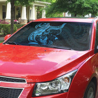 Hawaiian Manta Rays Auto Sun Shade Tribal Hibiscus Polynesian Tattoos Blue Color LT03 - Polynesian Pride