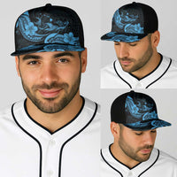 Hawaiian Manta Rays Baseball Net Cap Tribal Hibiscus Polynesian Tattoos Blue Color LT03 - Polynesian Pride