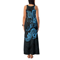 Hawaiian Manta Rays Family Matching Tank Maxi Dress and Hawaiian Shirt Tribal Hibiscus Polynesian Tattoos Blue Color - Polynesian Pride