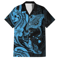 Hawaiian Manta Rays Hawaiian Shirt Tribal Hibiscus Polynesian Tattoos Blue Color LT03 Blue - Polynesian Pride
