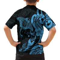 Hawaiian Manta Rays Hawaiian Shirt Tribal Hibiscus Polynesian Tattoos Blue Color LT03 - Polynesian Pride