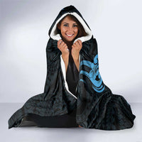 Hawaiian Manta Rays Hooded Blanket Tribal Hibiscus Polynesian Tattoos Blue Color LT03 - Polynesian Pride