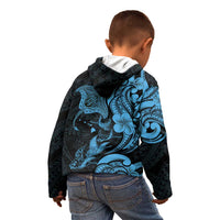 Hawaiian Manta Rays Kid Hoodie Tribal Hibiscus Polynesian Tattoos Blue Color LT03 - Polynesian Pride