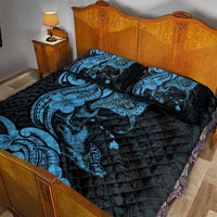 Hawaiian Manta Rays Quilt Bed Set Tribal Hibiscus Polynesian Tattoos Blue Color LT03 - Polynesian Pride