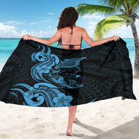 Hawaiian Manta Rays Sarong Tribal Hibiscus Polynesian Tattoos Blue Color - Polynesian Pride