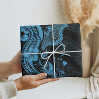 Hawaiian Manta Rays Wrapping Paper Tribal Hibiscus Polynesian Tattoos Blue Color - Polynesian Pride