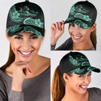 Hawaiian Manta Rays Classic Cap Tribal Hibiscus Polynesian Tattoos Turquoise Color - Polynesian Pride