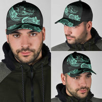 Hawaiian Manta Rays Classic Cap Tribal Hibiscus Polynesian Tattoos Turquoise Color LT03 - Polynesian Pride