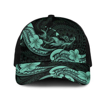 Hawaiian Manta Rays Mesh Trucker Cap Tribal Hibiscus Polynesian Tattoos Turquoise Color LT03 One Size Black Turquoise - Polynesian Pride