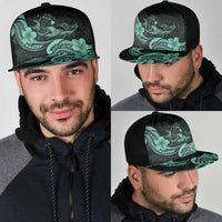 Hawaiian Manta Rays Mesh Trucker Cap Tribal Hibiscus Polynesian Tattoos Turquoise Color - Polynesian Pride