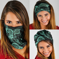 Hawaiian Manta Rays Neck Gaiter Tribal Hibiscus Polynesian Tattoos Turquoise Color - Polynesian Pride