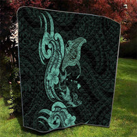 Hawaiian Manta Rays Quilt Tribal Hibiscus Polynesian Tattoos Turquoise Color - Polynesian Pride