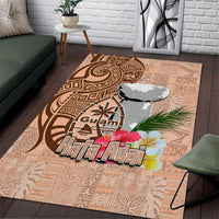 Guam Seal and Latte Stone With Ethnic Tapa Pattern Area Rug Peach Fuzz Color LT03 Peach Fuzz - Polynesian Pride