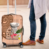 Guam Seal and Latte Stone With Ethnic Tapa Pattern Luggage Cover Peach Fuzz Color LT03 Peach Fuzz - Polynesian Pride