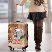 Guam Seal and Latte Stone With Ethnic Tapa Pattern Luggage Cover Peach Fuzz Color LT03 - Polynesian Pride